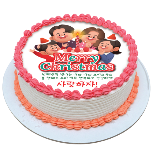 크리스마스 가족 DIY 케익 만들기 재료 식용포토종이 케이크 시트 2호