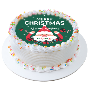 크리스마스 코믹 산타클로스 DIY 케이크 만들기 재료 식용포토종이 케익 시트 2호