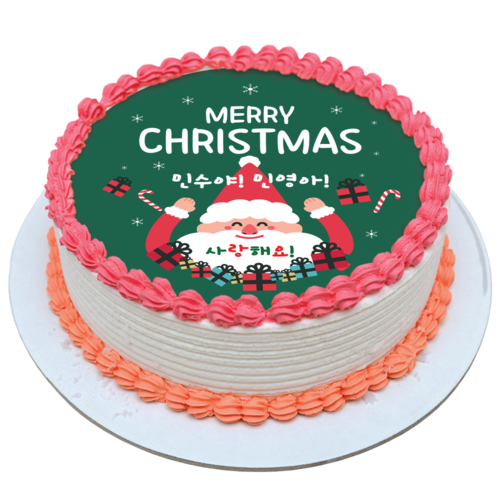 크리스마스 코믹 산타클로스 DIY 케이크 만들기 재료 식용포토종이 케익 시트 2호