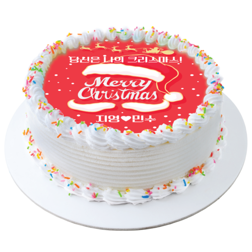 크리스마스 빨간 산타모자와 수염 DIY 케익 만들기 재료 식용포토종이 케이크 시트 1호